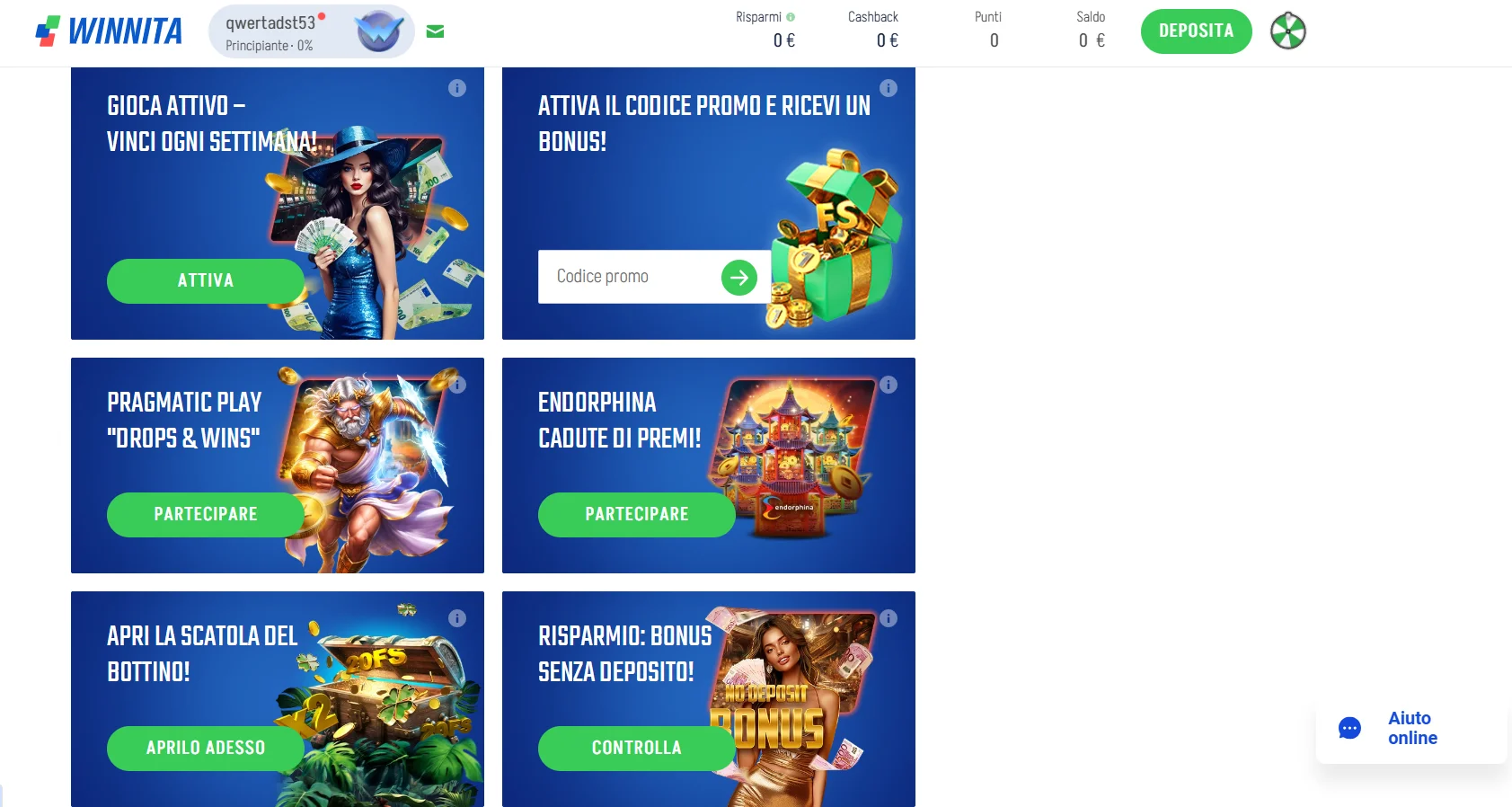 Guida all'attivazione del codice promo Winnita Casino