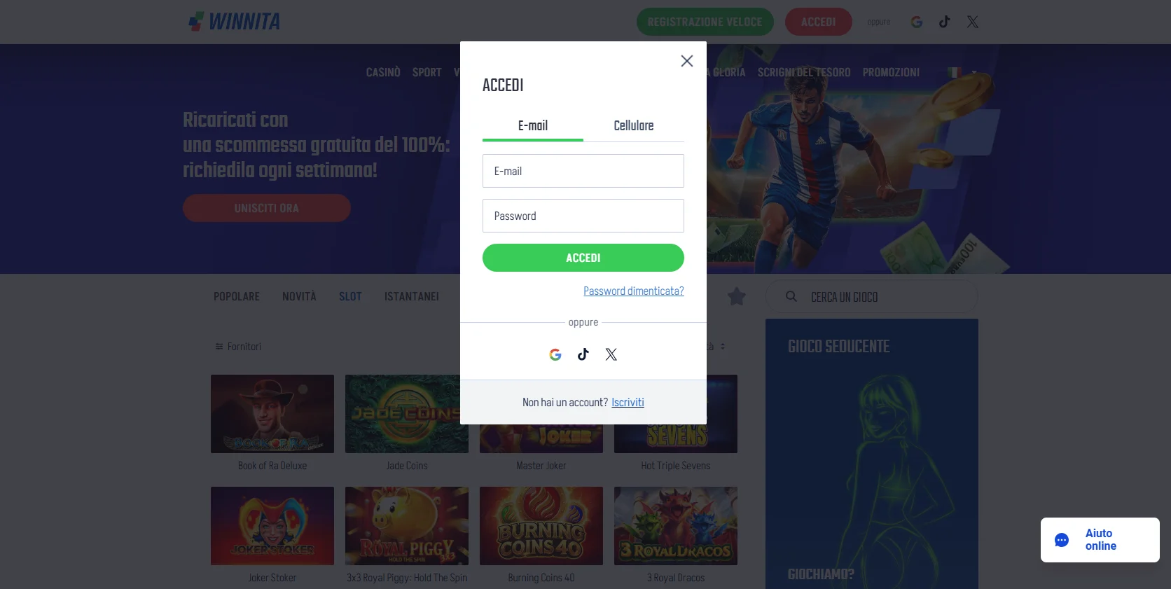 Winnita login: accesso rapido al conto con email e password in Italia Winnita login — accesso al conto con email e password